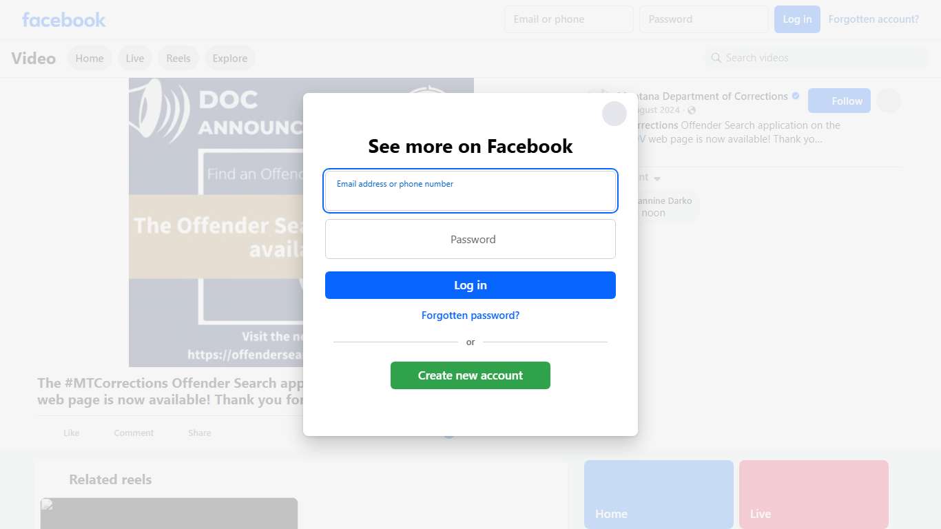 The #MTCorrections Offender Search application on the COR.MT.GOV web page is now available! Thank you for your patience and understanding while the site was being worked on. Please take note that the new URL for the page is https://offendersearch.mt.gov/conweb. Montana Department of Corrections Facebook